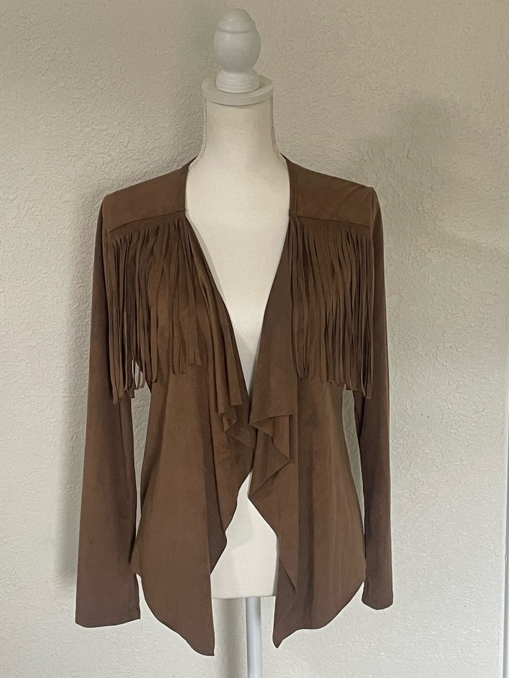 Yoyo 5 Brown Faux Suede Fringe Jacket Western Boho Festival Style